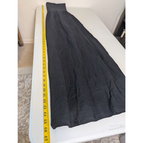LOFT Beach Black Mixed Media Strapless Cotton Side Slits Maxi Dress Women L NWOT - Picture 12 of 13